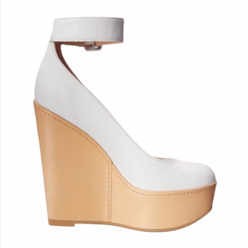 Robert Clergerie new white leather Ferdie platform wedge anklestrap pump 38.5 8 - Picture 10 of 12